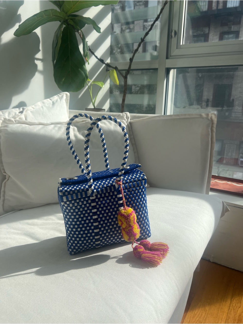 Handwoven Mexican Tote With Artisan Bag Charm